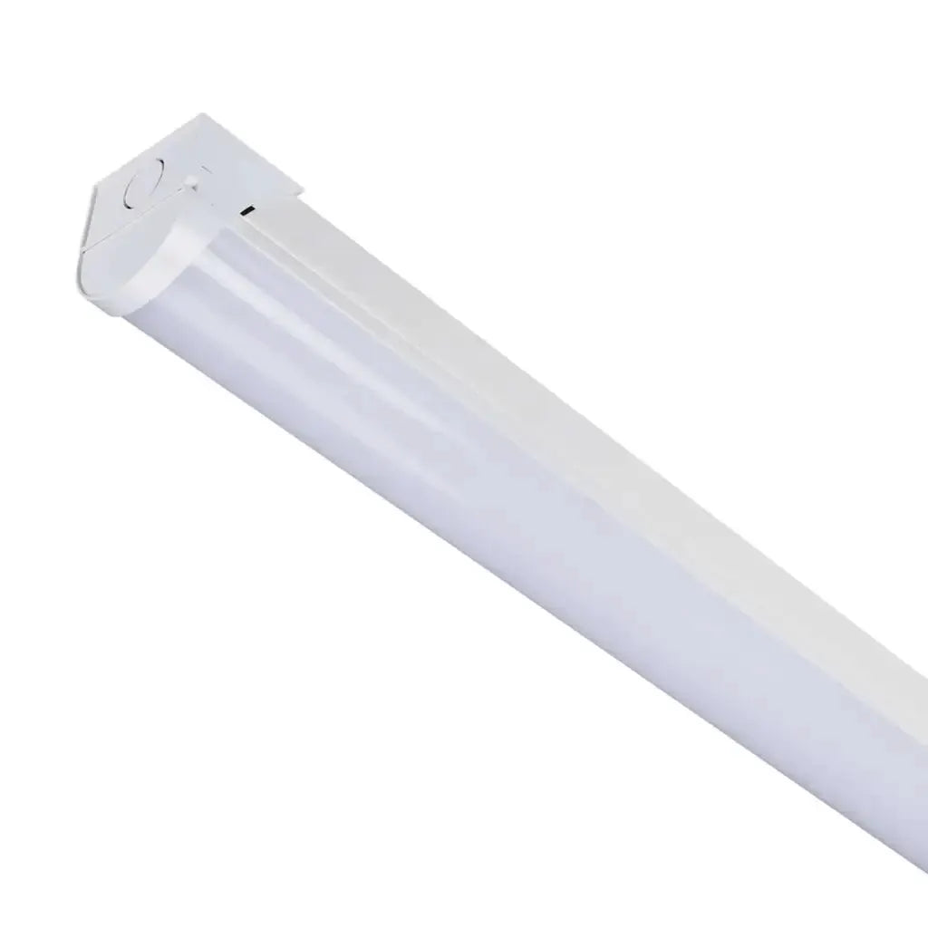 Slim LED batten light fitting with white housing for energy-efficient ceiling lighting