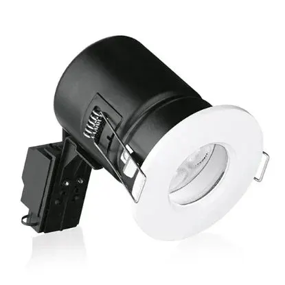 GU10 IP65 aluminium fire-rated downlight with white trim for LED ceiling lighting
