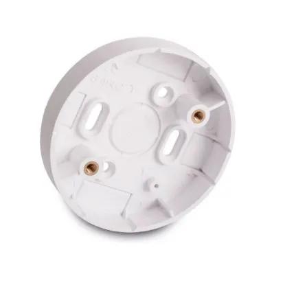 White ceiling rose base for electrical lighting, circular wiring accessory, 82mm diameter