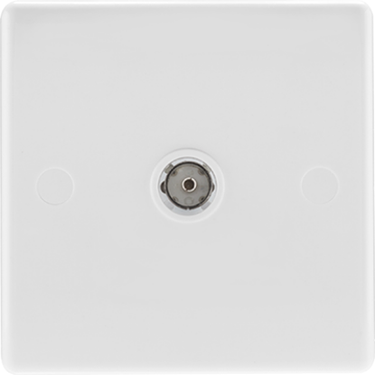 Single gang white co-axial socket for wall TV aerial cable connection