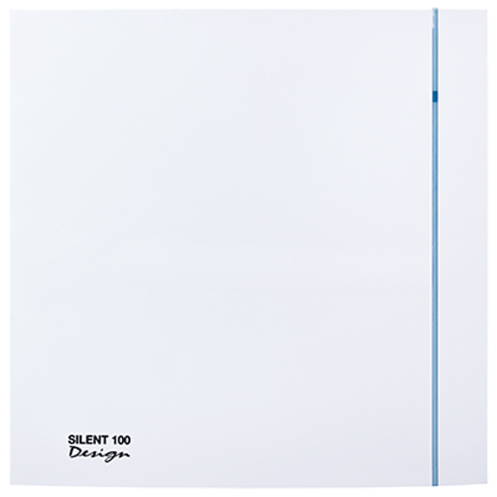 White 100mm ultra quiet bathroom fan with minimalist design and subtle blue accent line