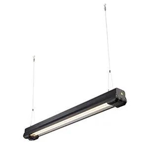 Suspended LED batten light with black housing for indoor commercial or industrial lighting
