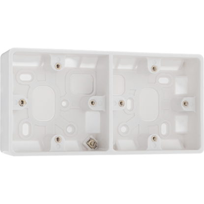 2 gang white surface electrical box 50mm for switches and sockets, dual mounting