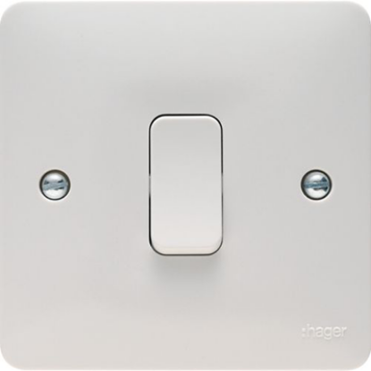 White double pole light switch for UK electrical wiring, wall-mounted with modern design
