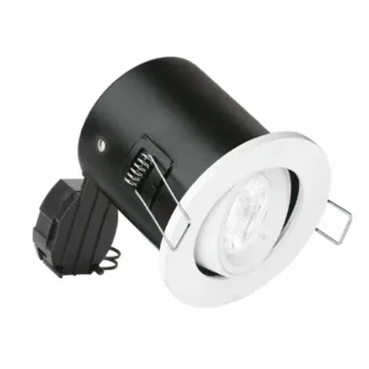 White GU10 adjustable fire-rated downlight with aluminium lock ring for ceiling lighting