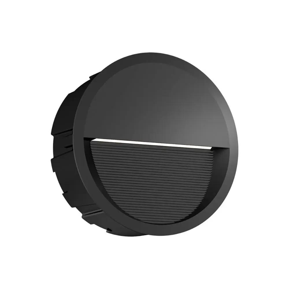 ZYKOS 8W IP65 Round Recessed Wall light Black Asymmetric beam 2900K 400Lm