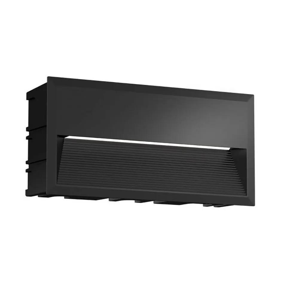 ZYKOS 10W IP65 Rectangular Recessed Wall light Black Asymmetric beam 2900K 400Lm