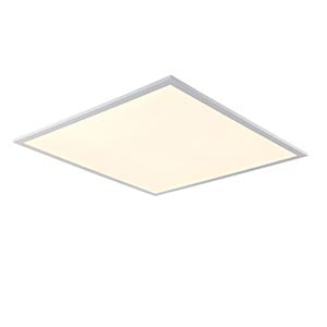 Square LED ceiling panel light with white frame, modern energy-efficient lighting