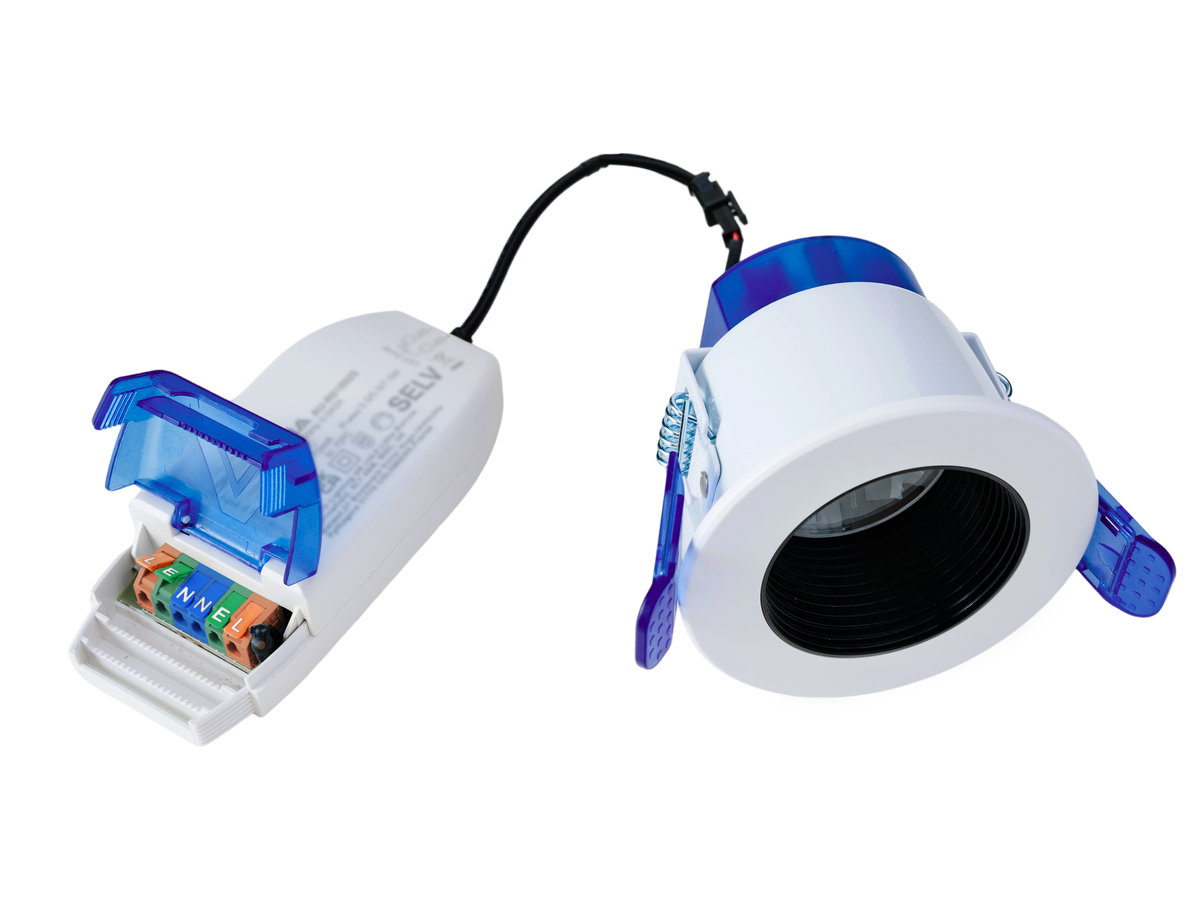 R6 Switchable Colour Wattage Fire Rated Black Baffle Downlight