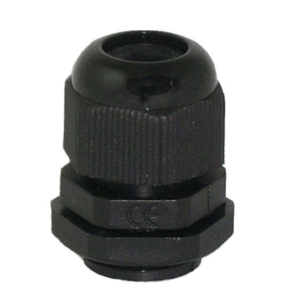 Black IP65 PG21 cable gland for 13-18mm cables, electrical fitting accessory