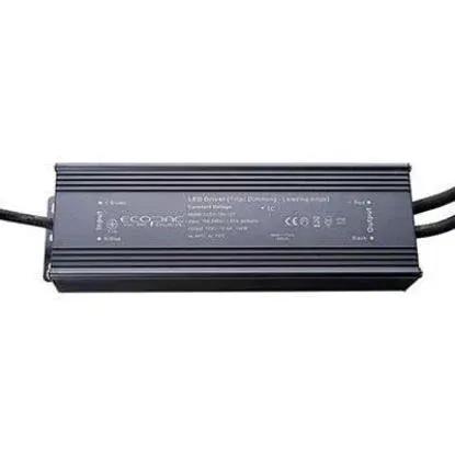 Black 150W 12V TRIAC dimmable LED driver with cables, suitable for LED lighting