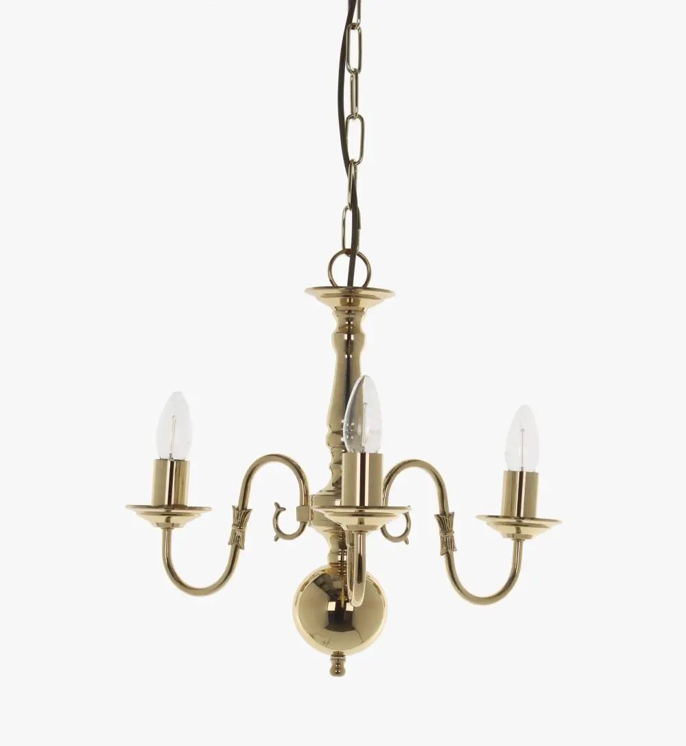 impex Impex BF00350/03/PB Flemish Chandelier Polished Brass - impex Impex BF00350/03/PB Flemish Chandelier Polished Brass
