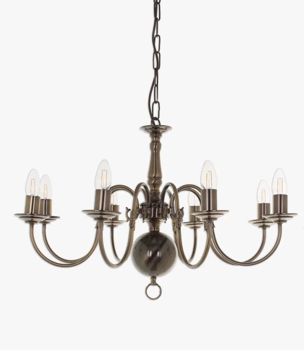 impex Impex BF00350/08/AB Flemish 8 Light Chandelier Antique Brass - impex Impex BF00350/08/AB Flemish 8 Light Chandelier Antique Brass