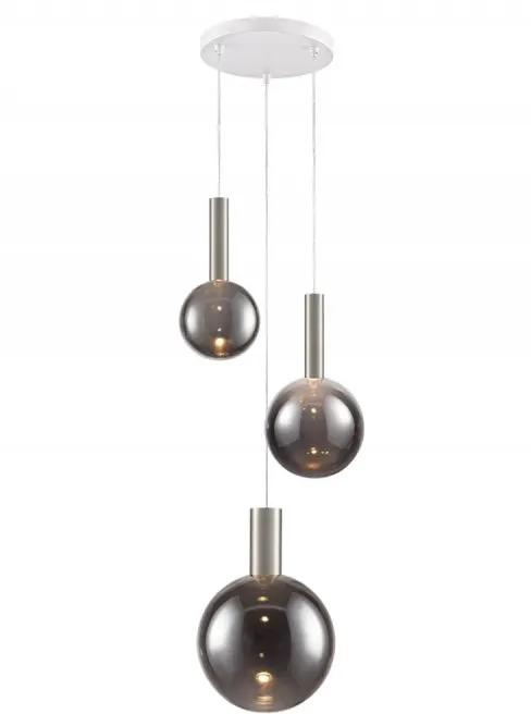 Franklite Beau 3 Light White & Satin Nickel Spreader Smoked Sphere Combination - Ceiling Lights Franklite Beau 3 Light White & Satin Nickel Spreader Smoked Sphere Combination Ceiling Lights