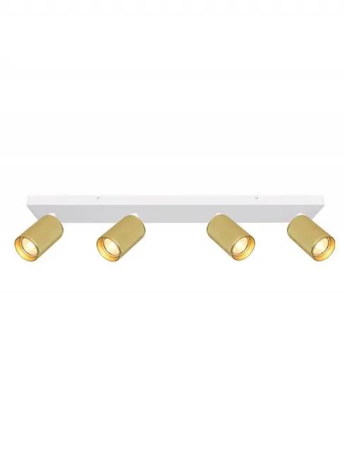 Franklite Broadway 4lt Spotlight Matt White With Brass Sleeve - Ceiling Lights Franklite Broadway 4lt Spotlight Matt White With Brass Sleeve Ceiling Lights