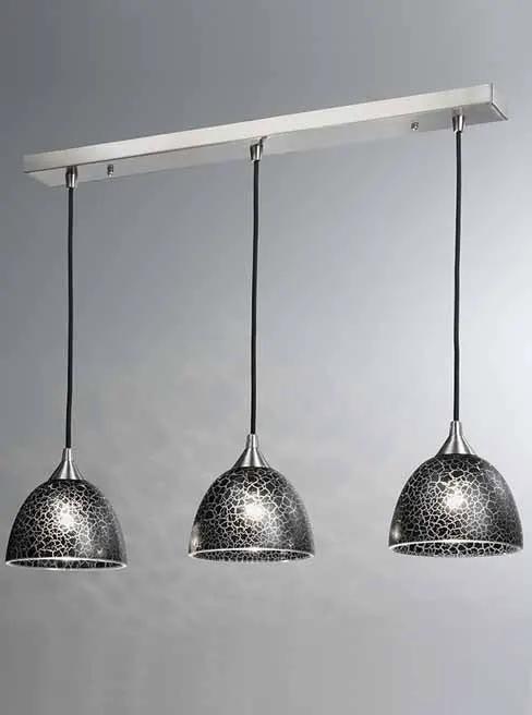 Franklite Vetross Suspension C/w 3 X Black Crackle Effect Glasses - Pendant Lights Franklite Vetross Suspension C/w 3 X Black Crackle Effect Glasses Pendant Lights