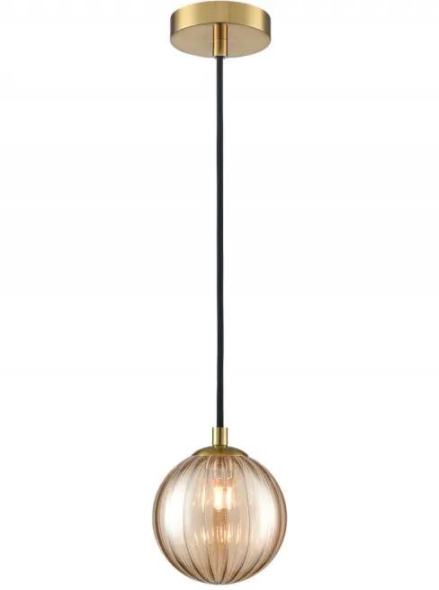 Franklite Globe Pendant Aged Brass With Amber Ribbed Glass - Pendant Lights Franklite Globe Pendant Aged Brass With Amber Ribbed Glass Pendant Lights