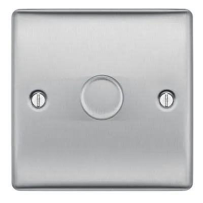 BG British General BG 200W 1 Gang 2 Way Push Dimmer Switch Brushed Steel NBS81 - BG British General BG 200W 1 Gang 2 Way Push Dimmer Switch Brushed Steel NBS81