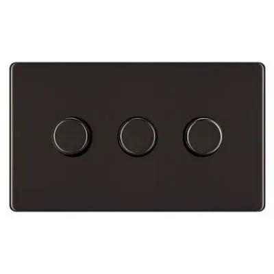 Electrical Lighting BG Screwless 200W 3 Gang 2 Way Push Dimmer Switch Black Nickel FBN83 - Electrical Lighting BG Screwless 200W 3 Gang 2 Way Push Dimmer Switch Black Nickel FBN83