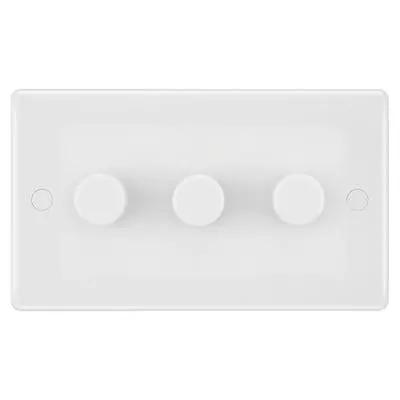 BG BG 200W 3 Gang 2 Way Push Dimmer Switch White 883 - BG BG 200W 3 Gang 2 Way Push Dimmer Switch White 883