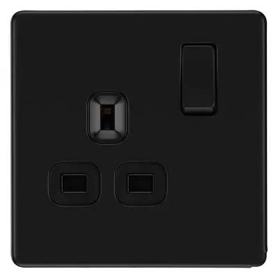 BG British General BG Screwless 13A 1 Gang DP Switched Socket Matt Black FFB21B - BG British General BG Screwless 13A 1 Gang DP Switched Socket Matt Black FFB21B