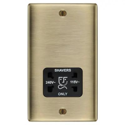 Electrical Lighting BG 115/230V Dual Voltage Shaver Socket Antique Brass NAB20B-01 - Electrical Lighting BG 115/230V Dual Voltage Shaver Socket Antique Brass NAB20B-01