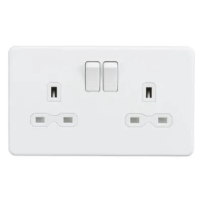 Knightsbridge Knightsbridge Screwless 13A 2 Gang DP Switched Socket Matt White SFR9000MW - Knightsbridge Knightsbridge Screwless 13A 2 Gang DP Switched Socket Matt White SFR9000MW