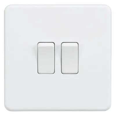 Knightsbridge Knightsbridge Screwless 10AX 2 Gang 2 Way Light Switch Matt White SF3000MW - Knightsbridge Knightsbridge Screwless 10AX 2 Gang 2 Way Light Switch Matt White SF3000MW