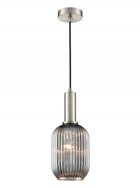 Franklite Mezcla Pendant Satin Nickel With Ribbed Smoked Glass 150mm - Pendant Lights Franklite Mezcla Pendant Satin Nickel With Ribbed Smoked Glass 150mm Pendant Lights