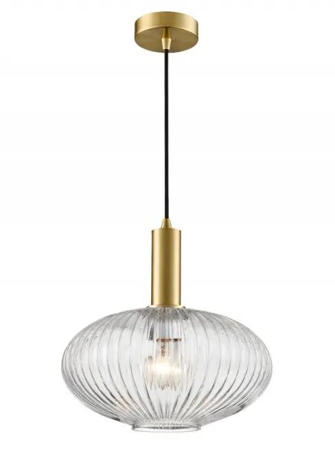 Franklite Mezcla Pendant Aged Brass With Ribbed Clear Glass 300mm - Pendant Lights Franklite Mezcla Pendant Aged Brass With Ribbed Clear Glass 300mm Pendant Lights