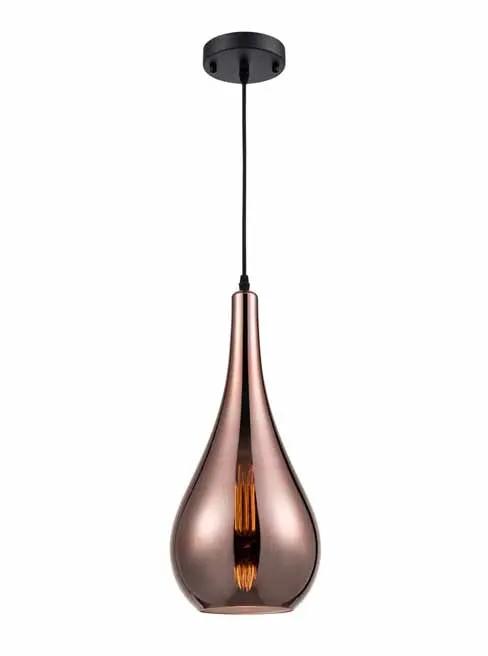 Franklite Droplet Copper Finish Glass Pendant - Pendant Lights Franklite Droplet Copper Finish Glass Pendant Pendant Lights