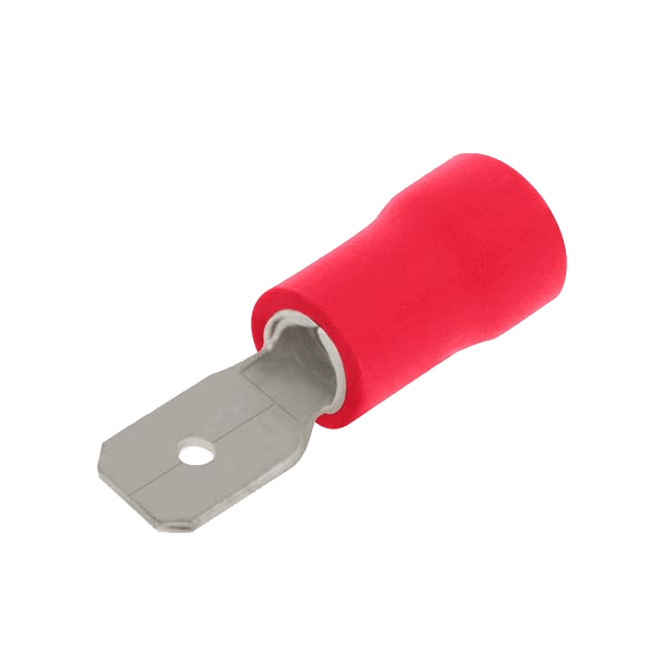 UNCRIMP 100 X RED MALE PUSHON 2.8MM & .8MM TAB - Red UNCRIMP 100 X RED MALE PUSHON 2.8MM & .8MM TAB Red