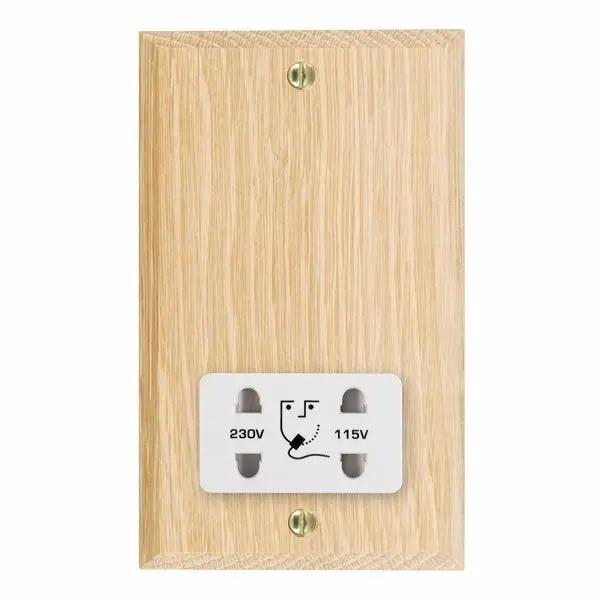 Wood Cha L/O Shaver Dual Volt Socket WH