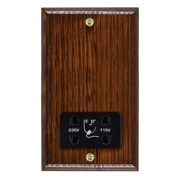 Wood Ovo A/M Shaver Dual Volt Socket BL