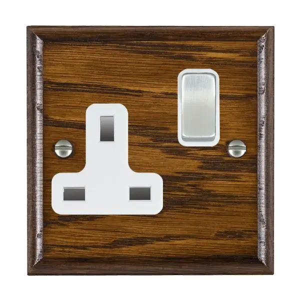 Wood Ovo D/O 1g 13A DP Swt Skt SC/WH
