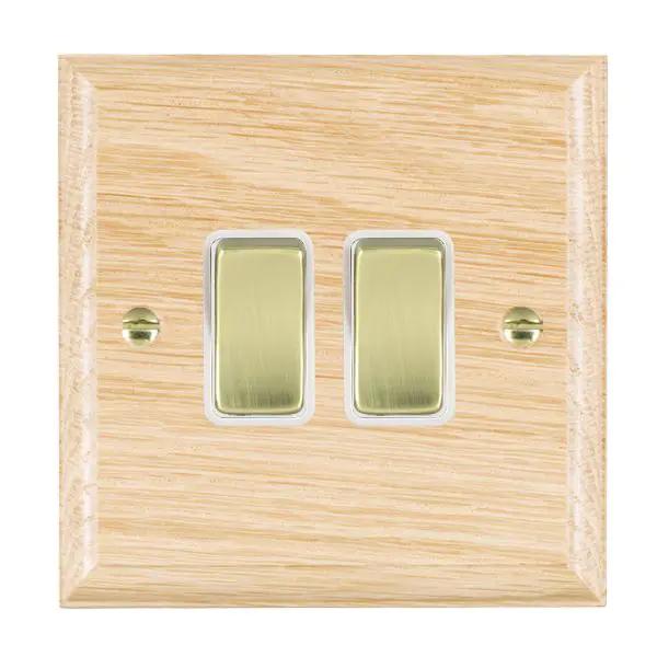 Wood Ovo L/O 2g 10AX 2 Way Rkr PB/WH