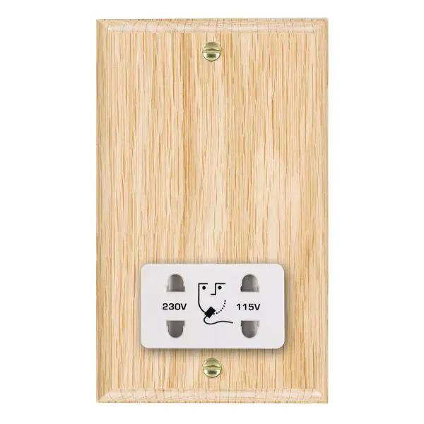 Wood Ovo L/O Shaver Dual Volt Socket WH