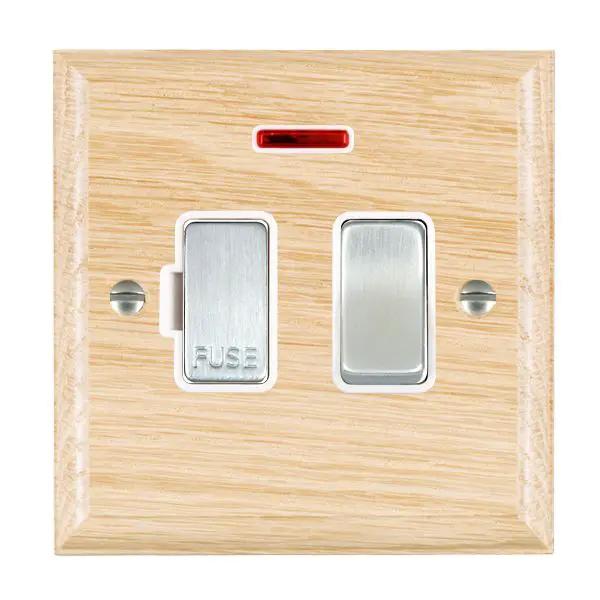 Wood Ovo L/O 13A DP Fused Spur+N SC/WH