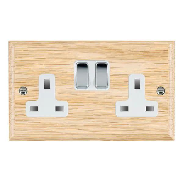 Wood Ovo L/O 2g 13A DP Swt Skt BC/WH