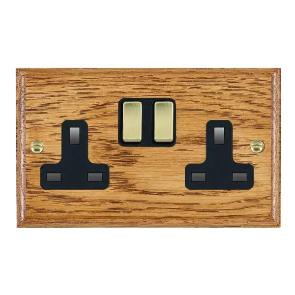 Wood Ovo M/O 2g 13A DP Swt Skt PB/BL