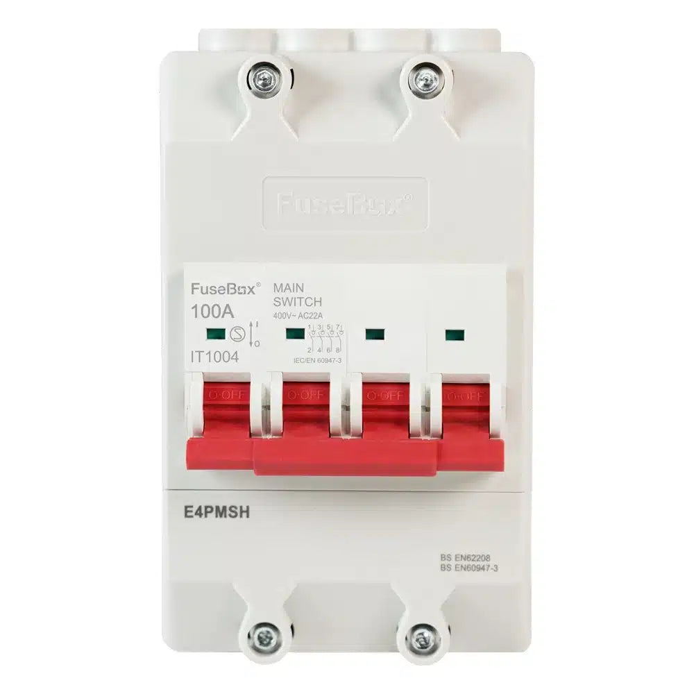 4P 100A Main Switch Split Enclosure IP20 For Indoor Electrical Cabinets And 3 Phase Systems by Fusebox