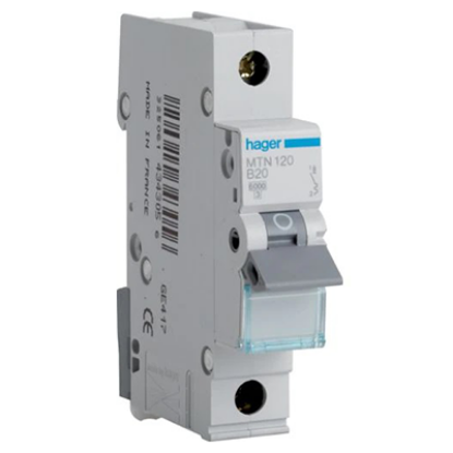 Single pole B-curve 20A miniature circuit breaker for electrical wiring protection