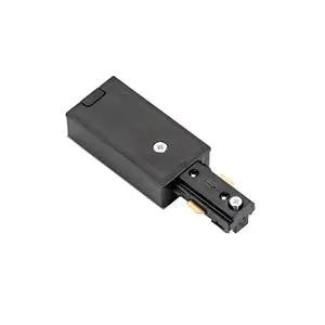 Black track lighting connector for LED light systems, isolated on white background