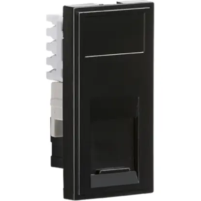 Black Cat6 RJ45 modular ethernet outlet for home or business wiring