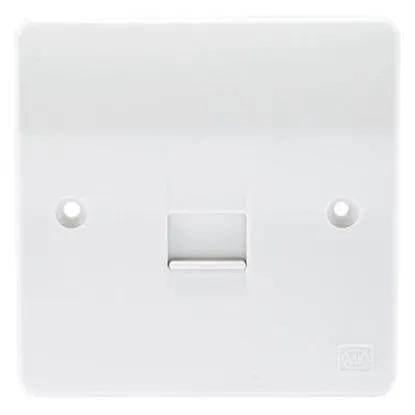 Single gang white telephone socket for UK electrical wiring