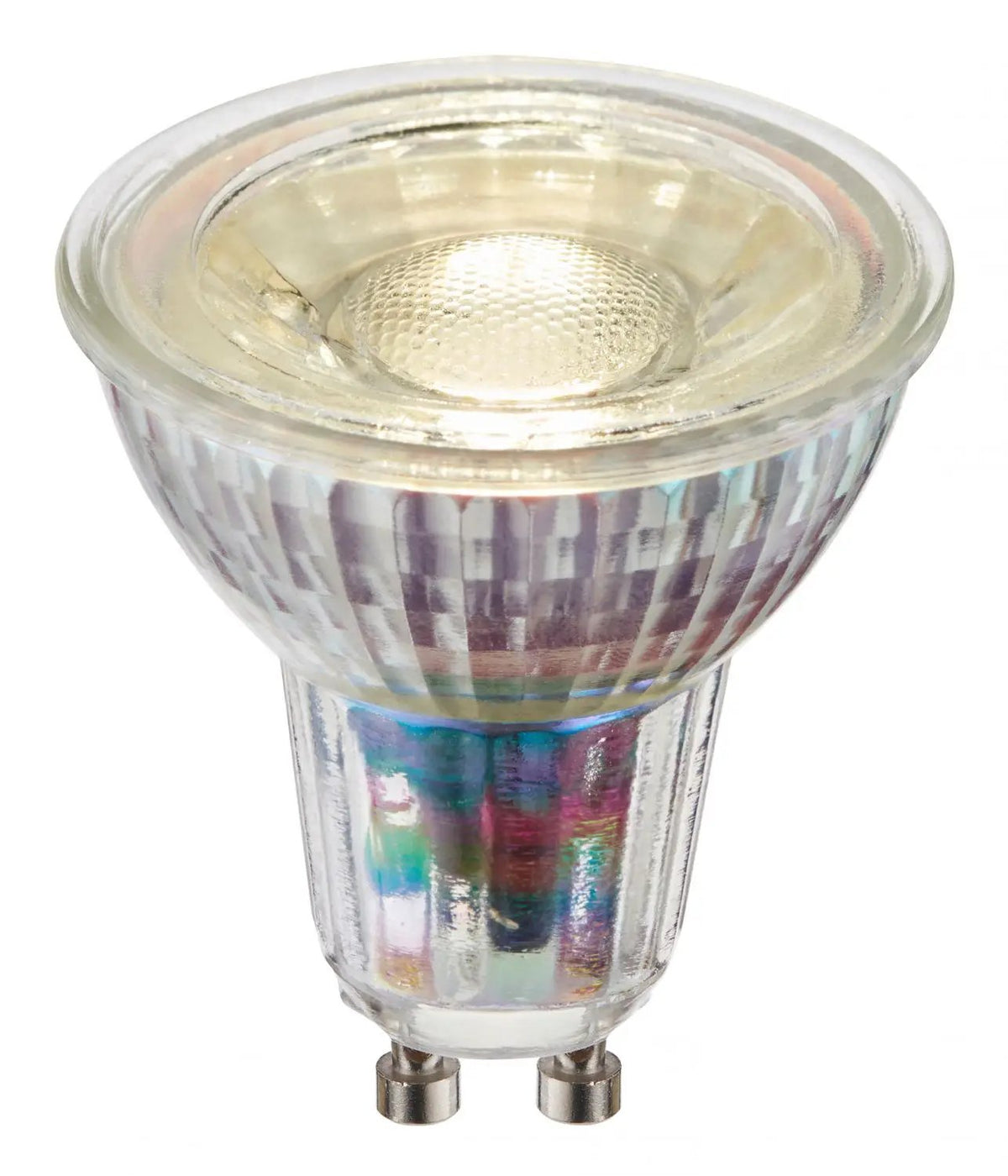 LED GU10 glass dimmable light bulb with clear finish, 4000K neutral white