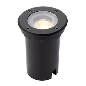 Black round LED ground light for outdoor garden or pathway illumination