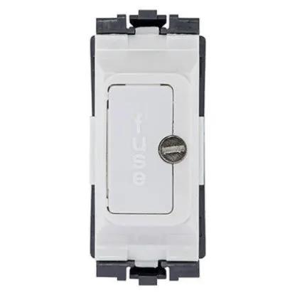 White fused grid connection unit for electrical wiring, UK standard switch module