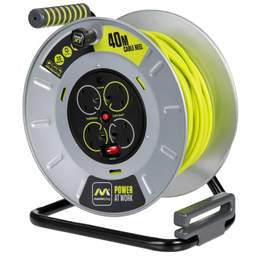Extension Leads Masterplug 40m 13A 4 Socket Heavy Duty Metal Open Cable Reel - Extension Leads Masterplug 40m 13A 4 Socket Heavy Duty Metal Open Cable Reel