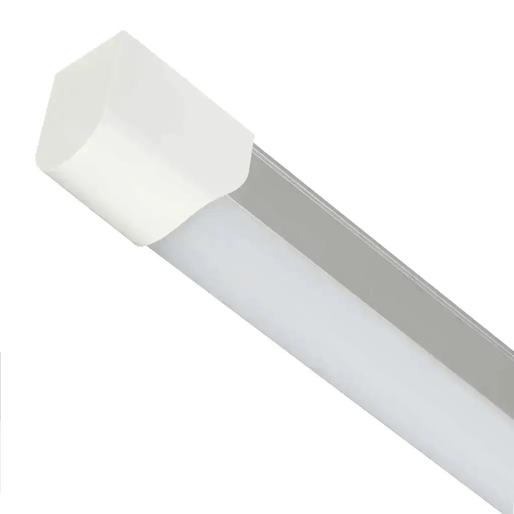 LED batten light fitting with white end cap for modern indoor electrical lighting